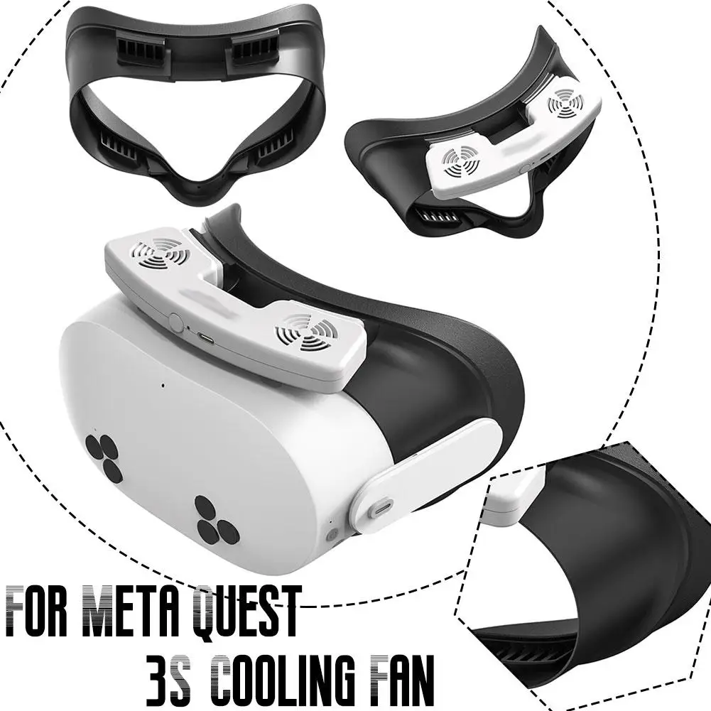 Mask with Cooling Fan for Meta 3S VR Heat Dissipation Accessories Anti-fogging Accelerated Air Flow Facial Interface Cover I8P1