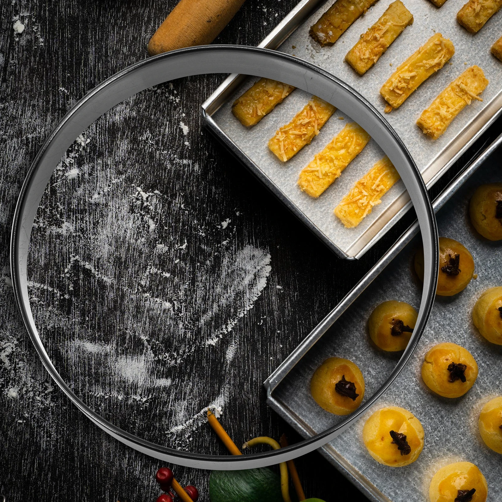 

Pizza Saucing Ring Premium Deep Round Crumpet Ring For Baking Scones Non-Stick Easy Clean Kitchen Tool