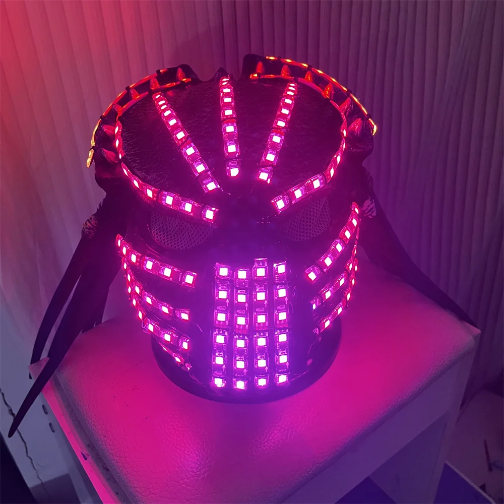 

Горячая Распродажа, 7-цветная светодиодная снайперская железная маска воина, полноцветная светодиодная маска с дистанционным управлением RGB, реквизит для танцевального шоу DJ Robot