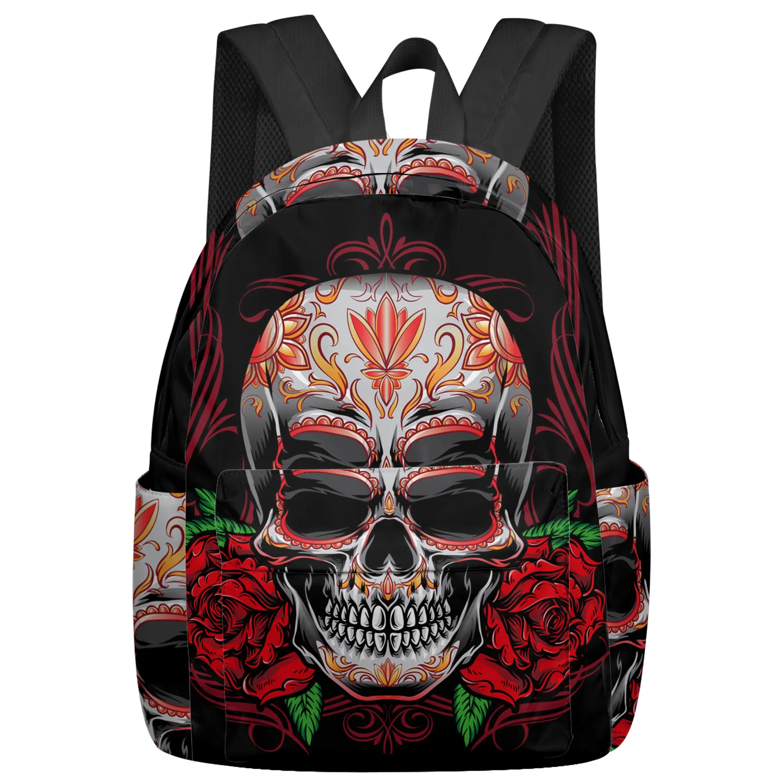 

Skull Rose Flower Feminina Backpacks Teenagers Student School Bags Laptop Custom Backpack For Men Women Female Travel Mochila