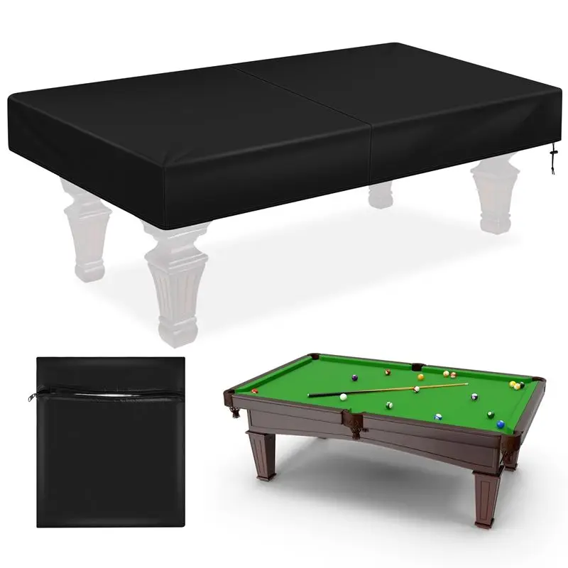 8Ft Billiard Pool Table Cover With Drawstring Durable Waterproof Table Cover For Rectangle Table, Black