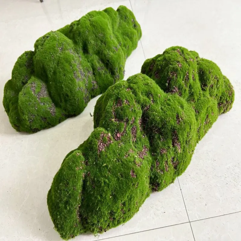 Handmade Decorative Fluffy Plants Moss Fake Stones Fake Green Plants Moss Blocks Artificial Flowers Home Decor Feng Shui
