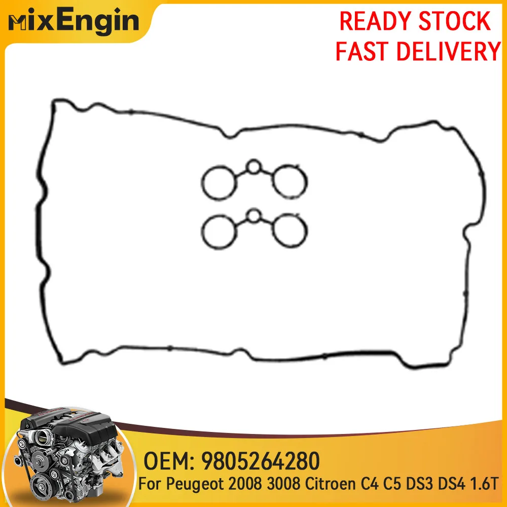 Engine Valve Cover Gasket Kit Fit 1.6 T For Peugeot 2008 3008 Citroen Opel C4 C5 DS3 DS4 5GZ 1.6T 2010-2021 9805264280