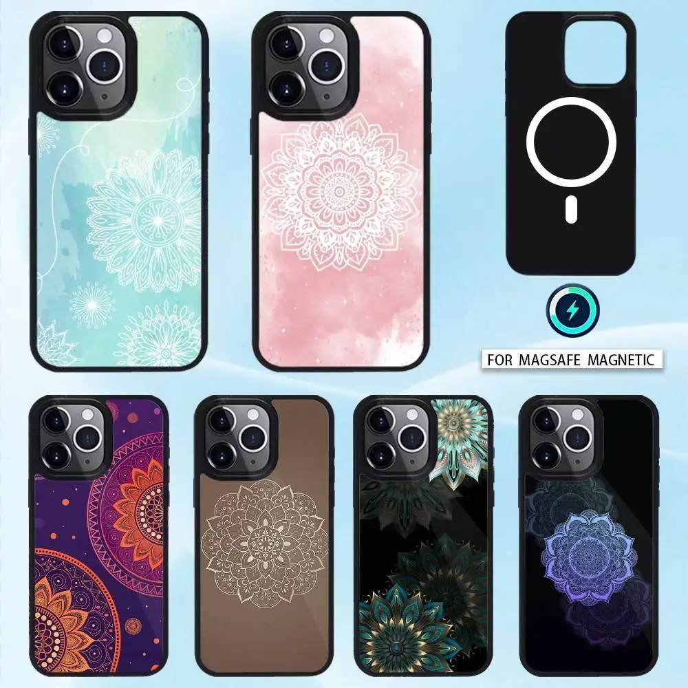 

Mandala Wood Grain Painting Phone Case For iPhone 16,15,14,13,12,Pro,Max,Magnetic For Magsafe Wireless Charging