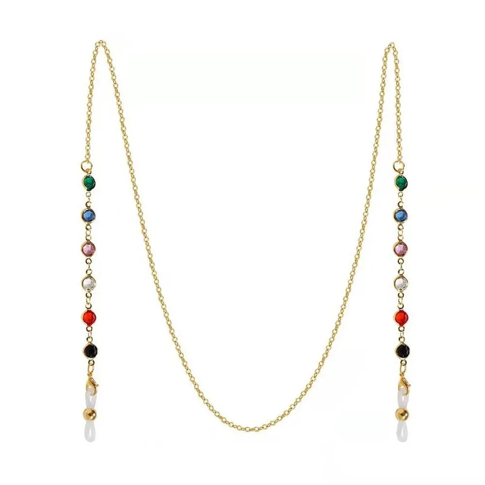 Colorful Crystal Beads Eyeglass Holder Anti Drop Multicolor Glasses Chain Nonslip Sunglass Lanyard Straps Eye Accessories