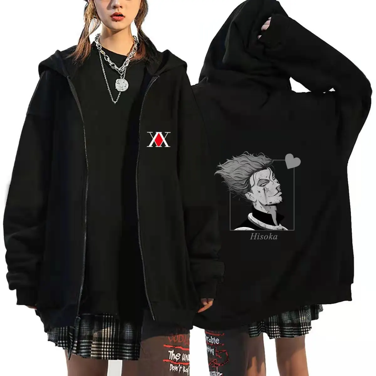 Hunter X Hunter Anime Zip Up Hoodie Jackets Hip Hop Streetwear Funy Long Sleeve Loose Casual Hunter X Hunter Anime Sweatshirt