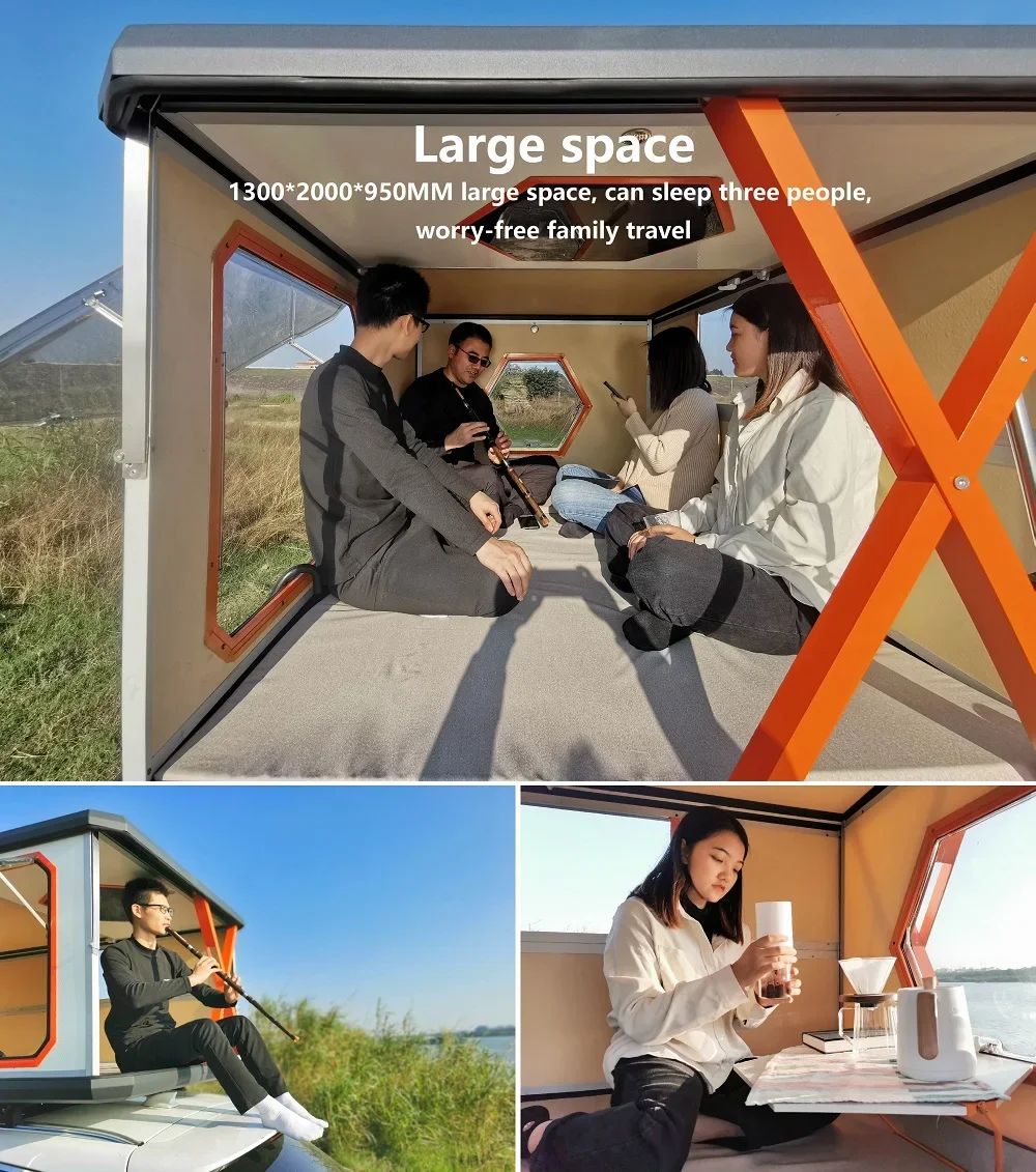 900W Solar Panel Included Auto Camping Outdoor Aluminum 3-4 Person Roof Top Tent Hard Shell Car Rooftop Tents Top Sales