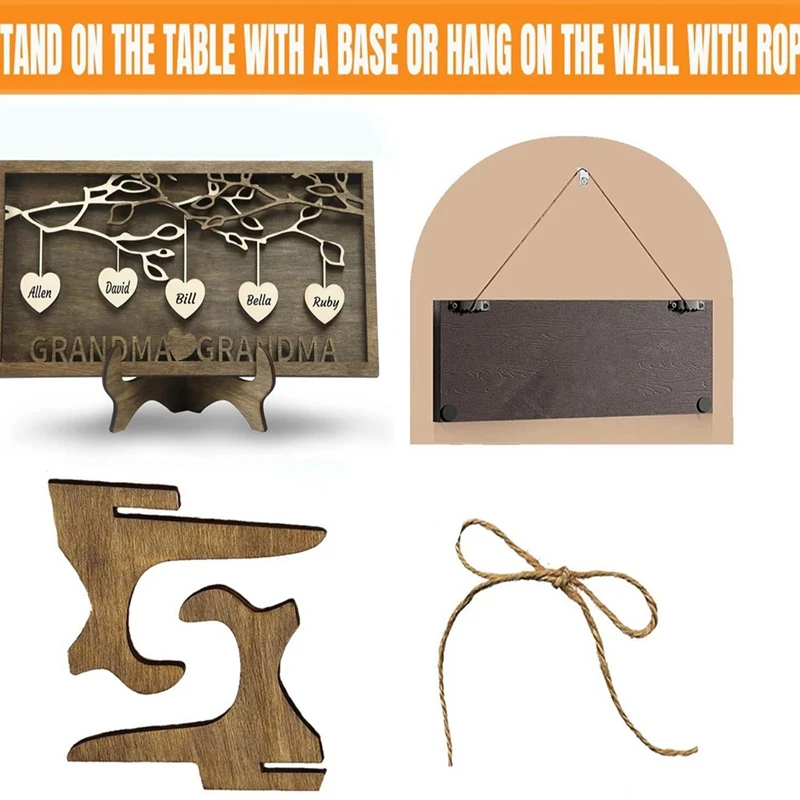 어머니용 맞춤형 가족 사인, 나무 나무 프레임, 각인 나무 플라크 장식, 어머니의 날 선물