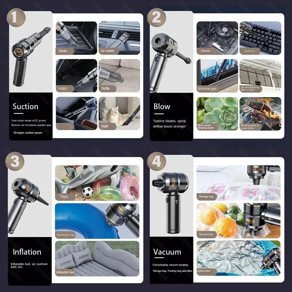 CENRR 998000PA Car Vacuum Cleaner Powerful Portable HandHeld Vacuum Cleaner For Car Wireless Cleaner Robot Car Accessories - Image 6