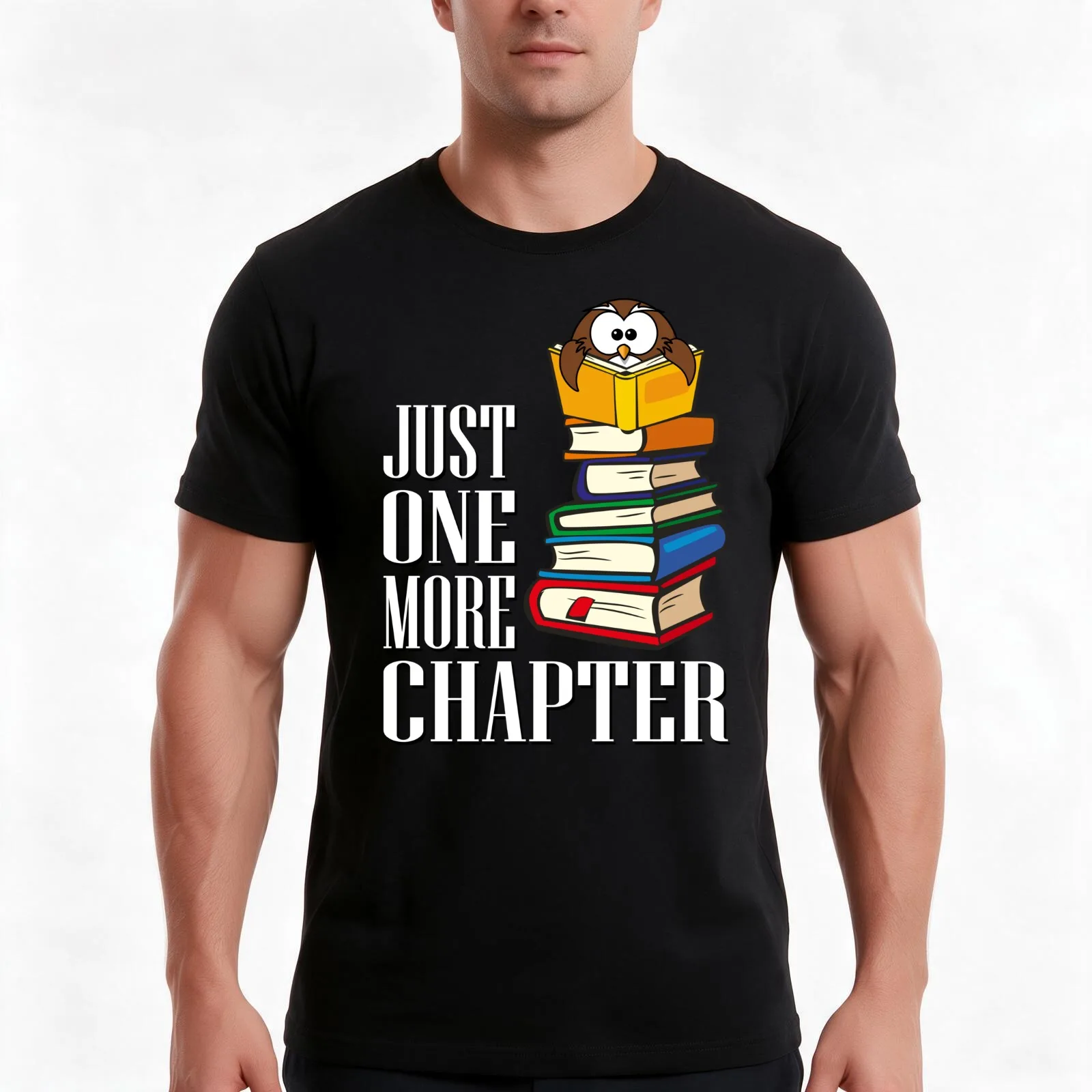 Reading reading owl books bookworm book bookworm bookseller librarian librarian T-Shirt, Summer Casual Cotton Tee, 100% Cotton