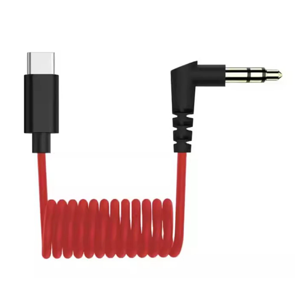 Adapter USB-C do 3.5mm TRS z kablem mikrofonowym do Hollyland Lark Rode Wireless GO 2 / ME/Pro, kabel spiralny — zdjęcie produktu 5