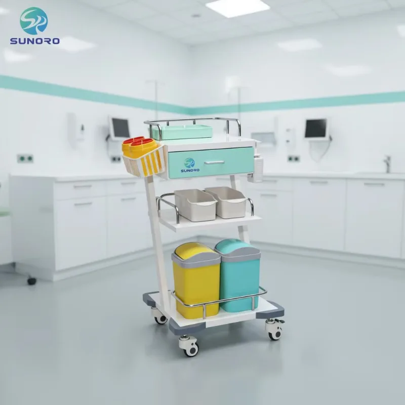 Hospital Clinic Use Medical Monitor Cart for Mobile Workstation Cart Emergency Trolley Laptop Cart Instrument Truck