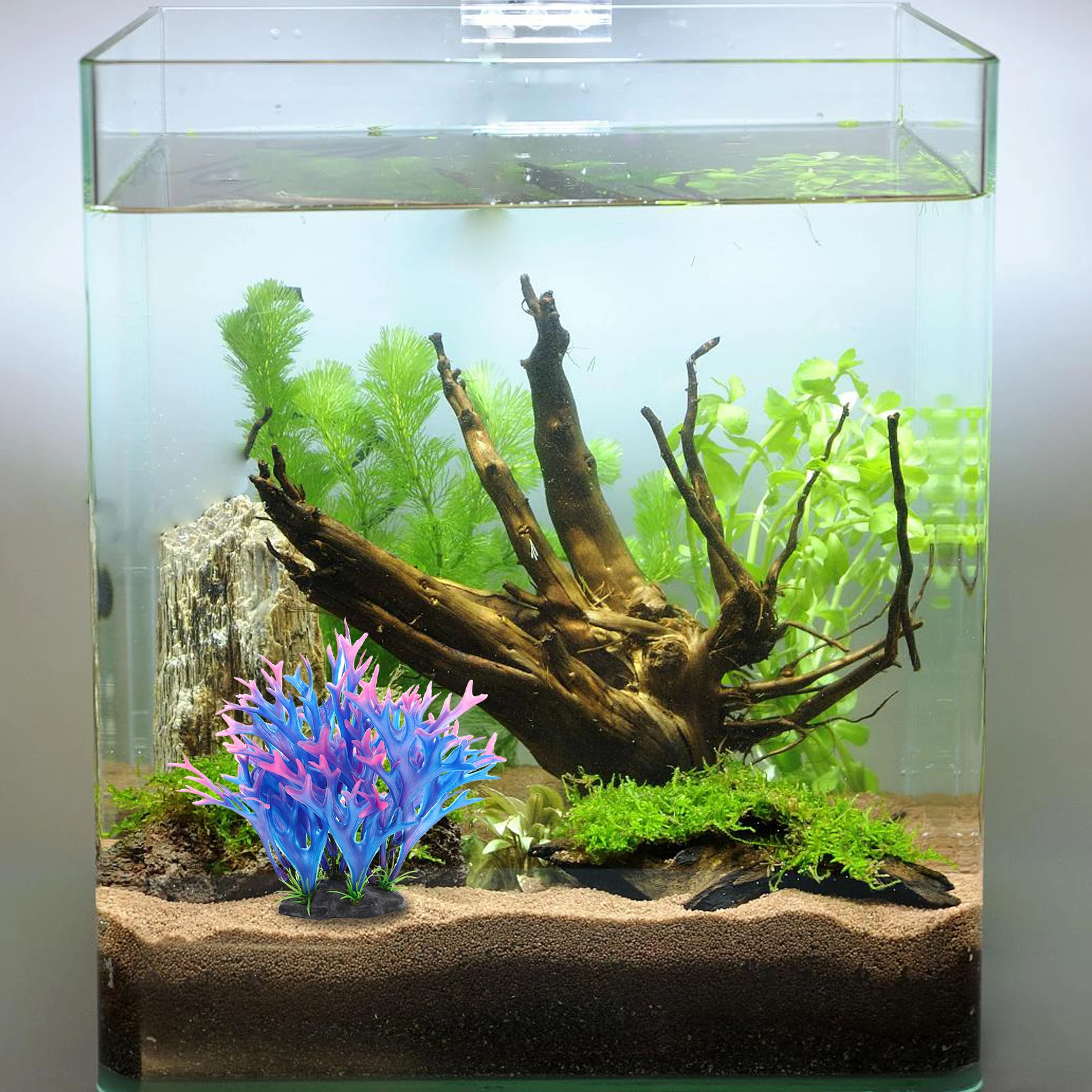 

Deer Antler Coral Plastic Aquatic Artificial Landscape Plants Blue Aquarium Decor Faux Fish Tank Shuttle Hide Play Safe Material