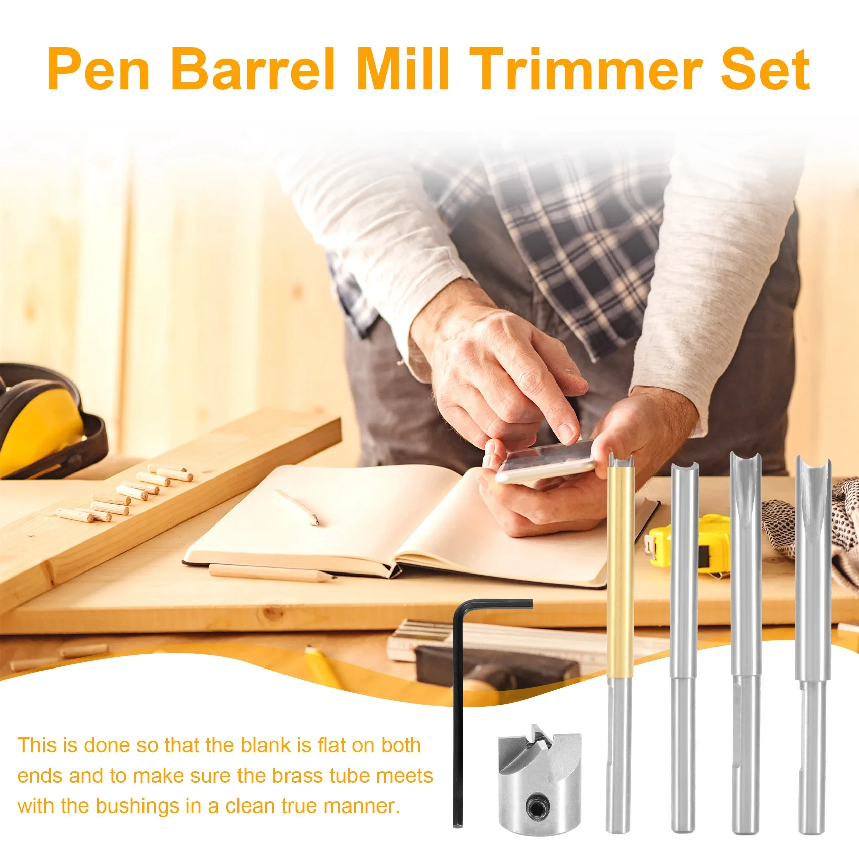 Precision Made -Pen Mill Trimmer Set, 7-Pieces Professional Trimming System