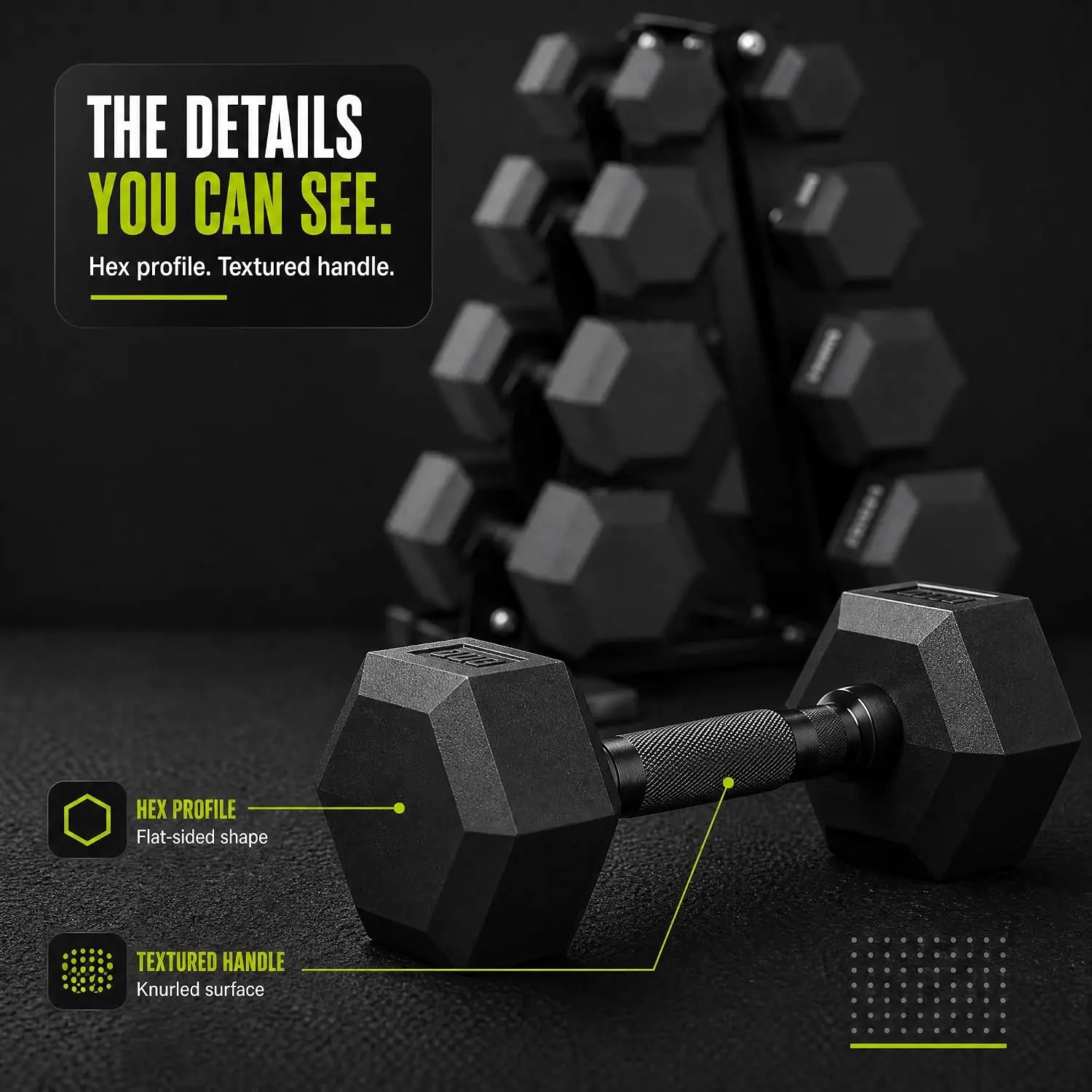 Rubber Coated Hex Dumbbell Weight Set with Rack, Weight Sets for Home Workout 100LB Set, 150LB Set and 200LB Set Options