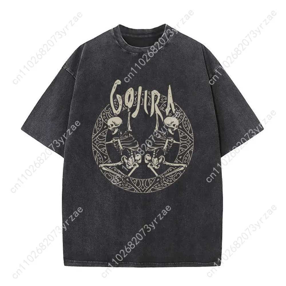 Kaus Retro Gojira Band Kaus Vintage Kualitas Tinggi Pria Wanita Kaus Fashion Lengan Pendek Katun Atasan Bersirkulasi Lembut