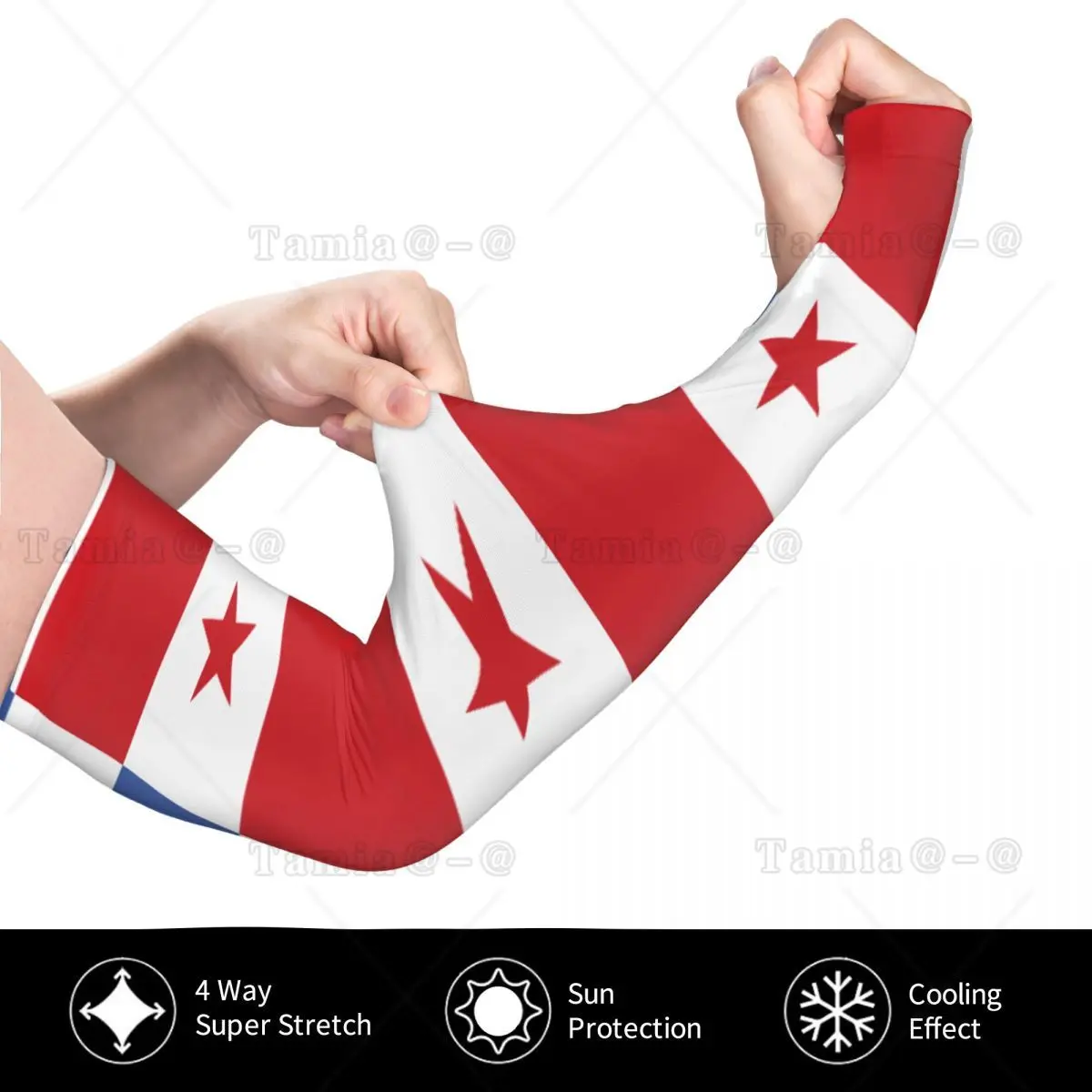 Mangas de brazo de enfriamiento Bandera de Panamá Mangas deportivas de protección UV al aire libre