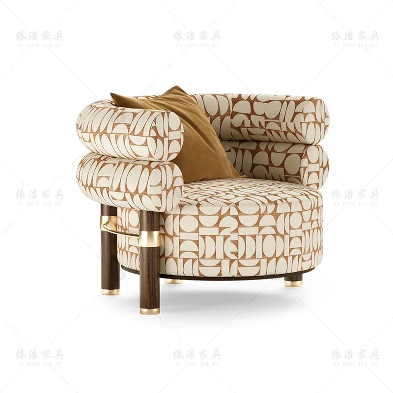 Hotel Fabric Single-Seat Sofa Chair Club Lobby Leisure Armrest Light Luxury Sales Office Model Room Conference Chair