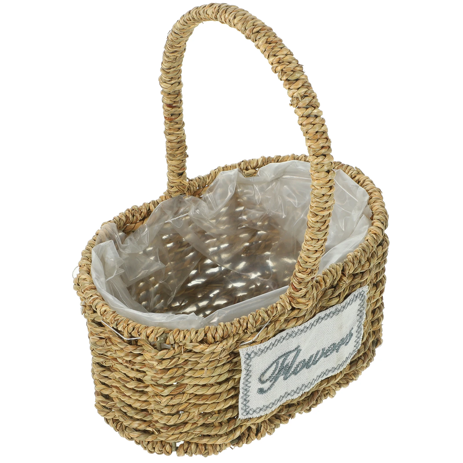 

Rustic Small Woven Picnic Basket Straw H Flower Arrangement Storage Grass Vegetable Vintage H made Baskets Garden Supplies