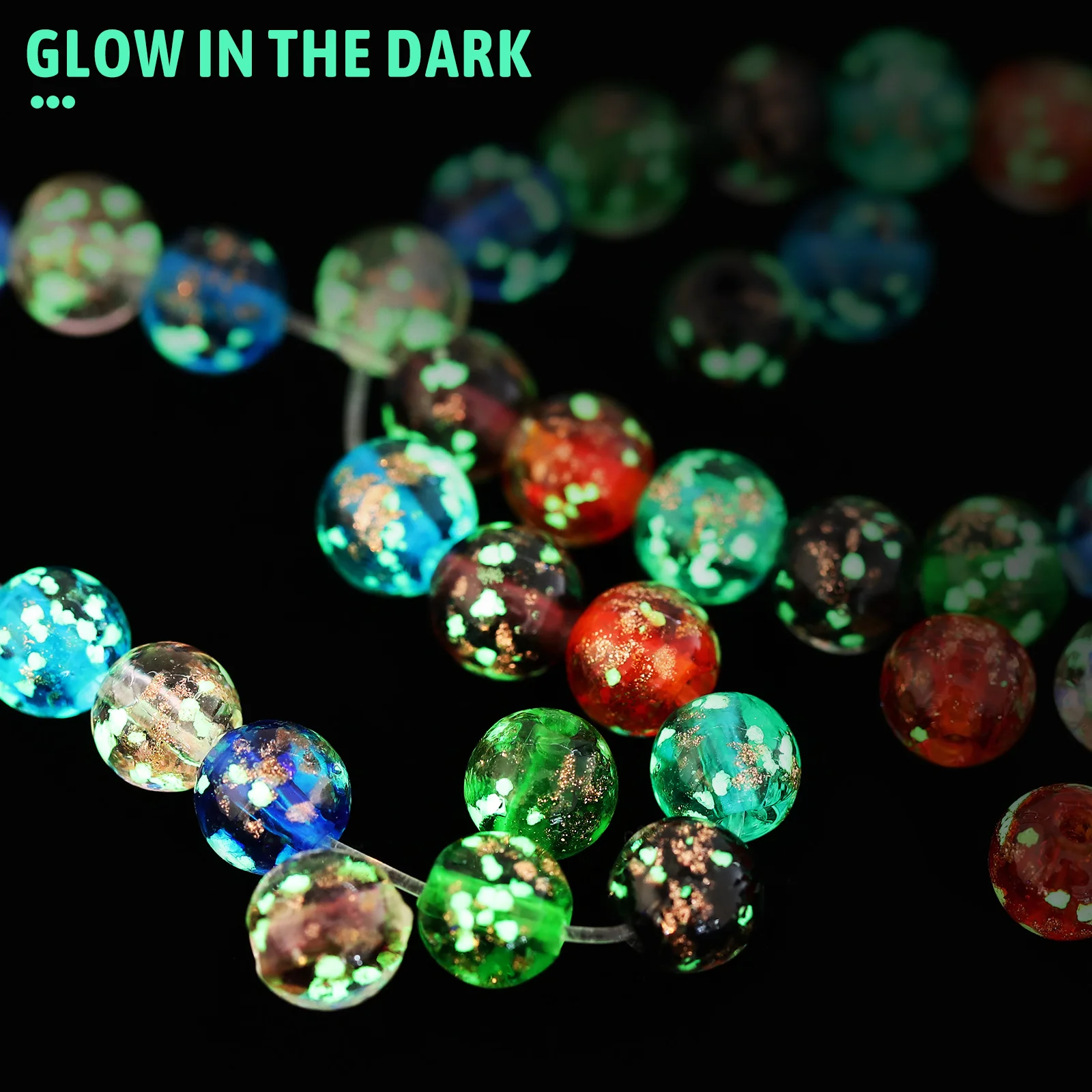 40 Pcs Luminous Glass Beads Dark Jewelry Glowing Round Firefly For Making Crafts Bracelets Suite