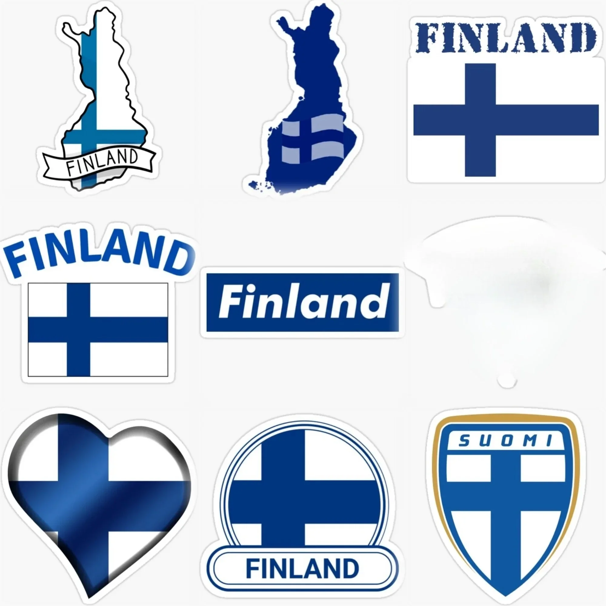 

Finland FIN Flag Map Emblem Creative PVC Waterproof Sticker for Decorate Car Bicycle Helmet Window Fridge Wall Decal Accessories