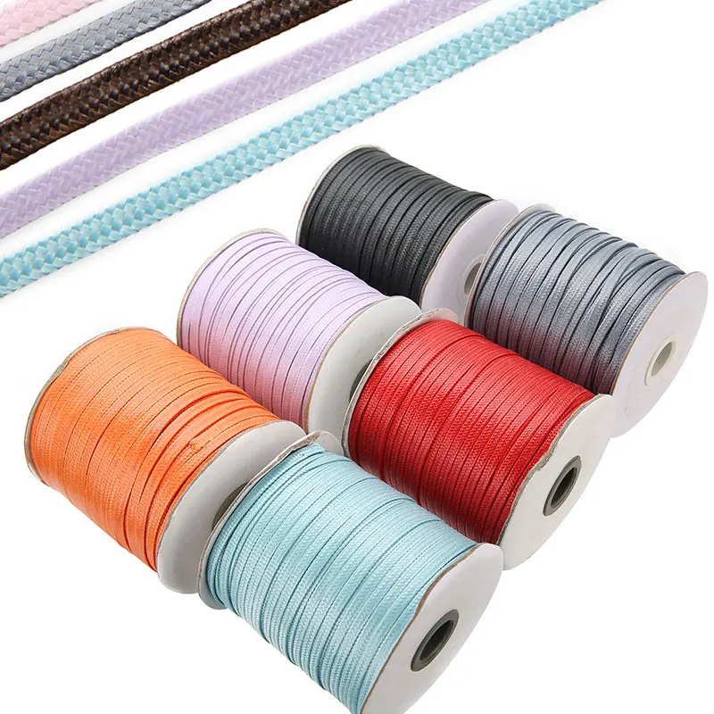 

10meters 5mm Flat Wax Cord Thread Black Brown Color Beading Waxed Rope String For Diy Bracelet Necklace Findings Jewelry Making