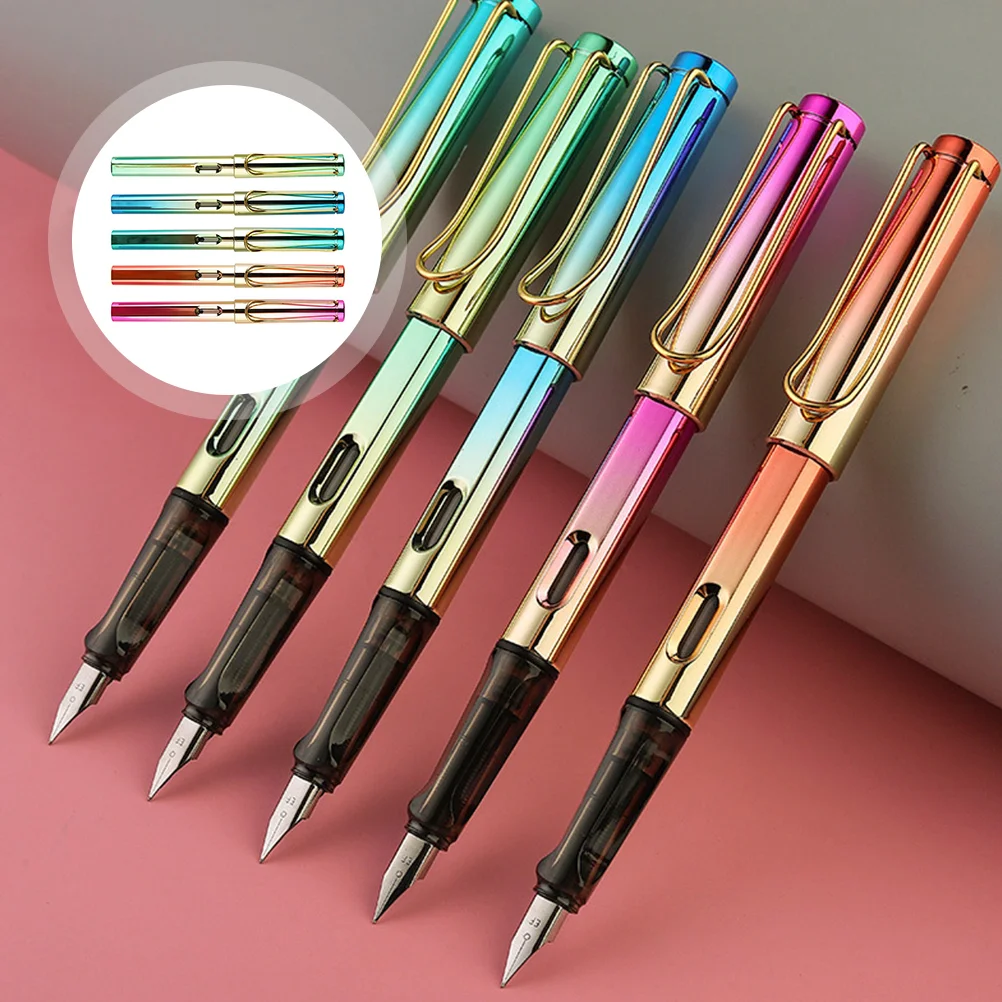 

5 Pcs Fine Tip Colored Pens Calligraphy Coloured Office Sign Fountain for Students Signing with Ink Plastic