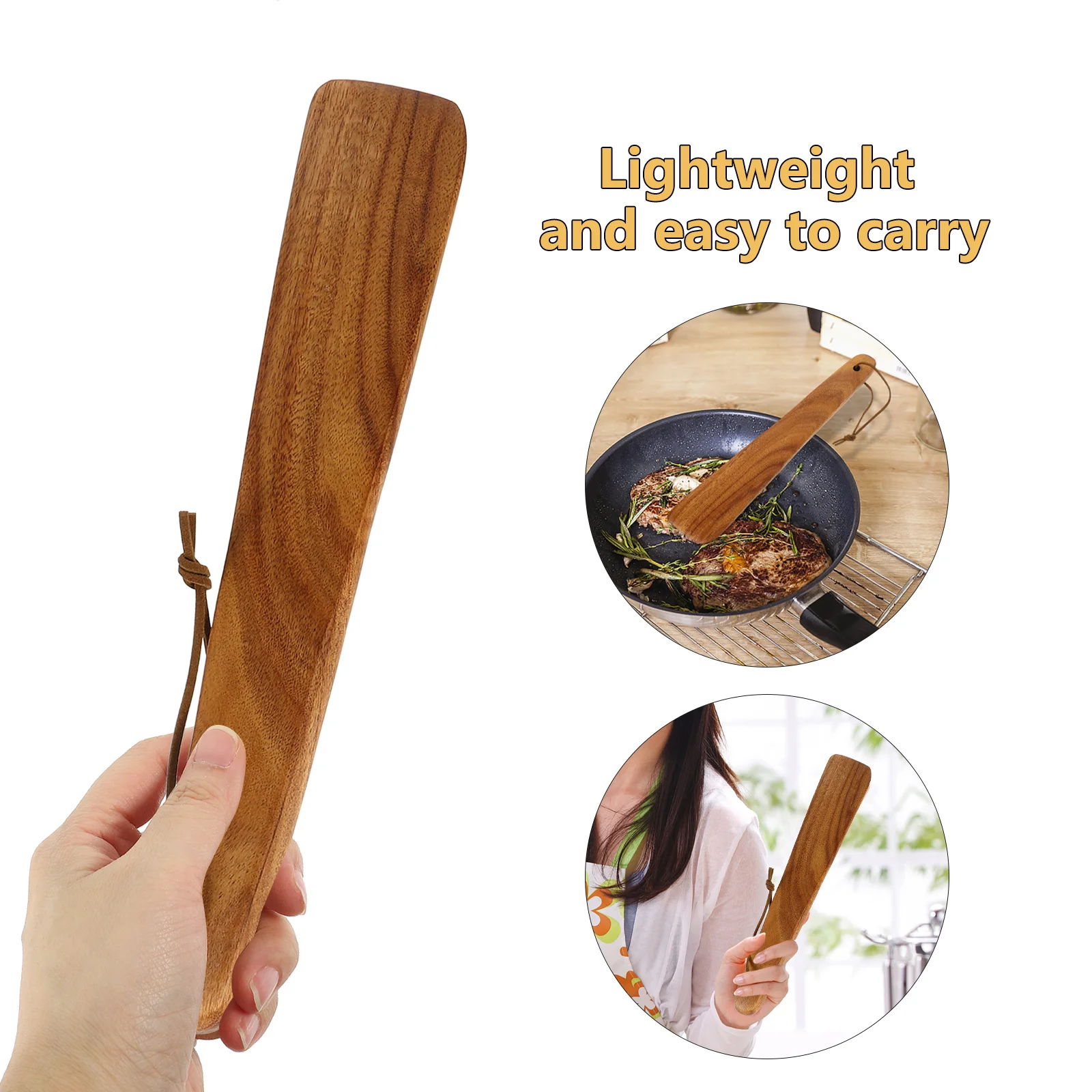 

Wood Spatula Long Handle Wooden Cooking Utensil Multi-Purpose Wood Scraper for Flipping Stirring Scraping Kitchen Tools