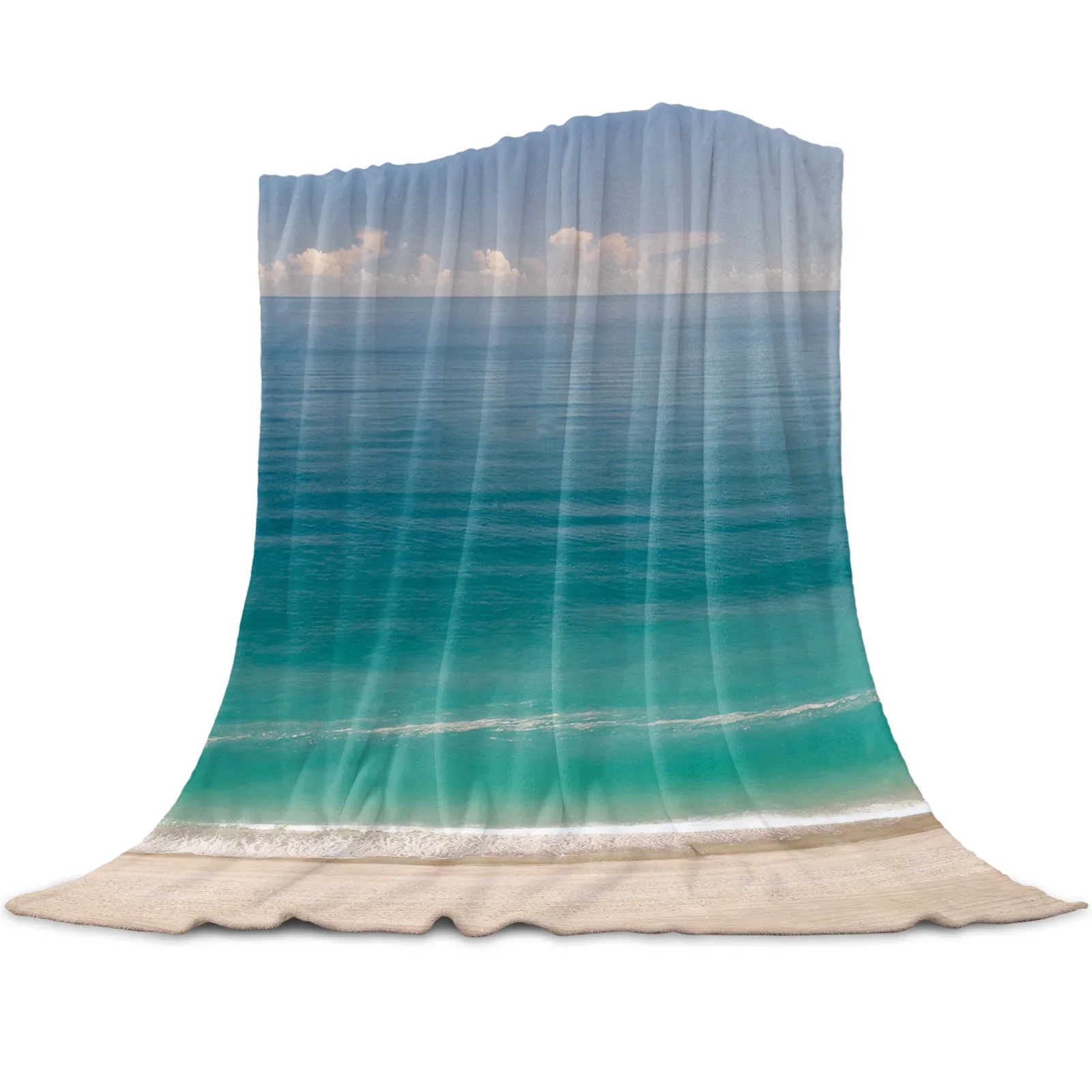 Landscape Beach Sea Water Spring Summer Custom Travel Blanket For Camping Soft Flannel Fleece Throw For Sofa Bed Cover