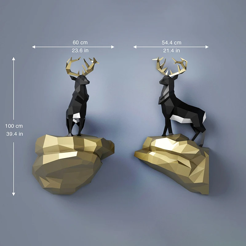 3D Paper Mold Animal Non-Finished Deer Model Folding Paper Work DIY Craft Wall Hanging Home Decor Craft Figurines Miniatures