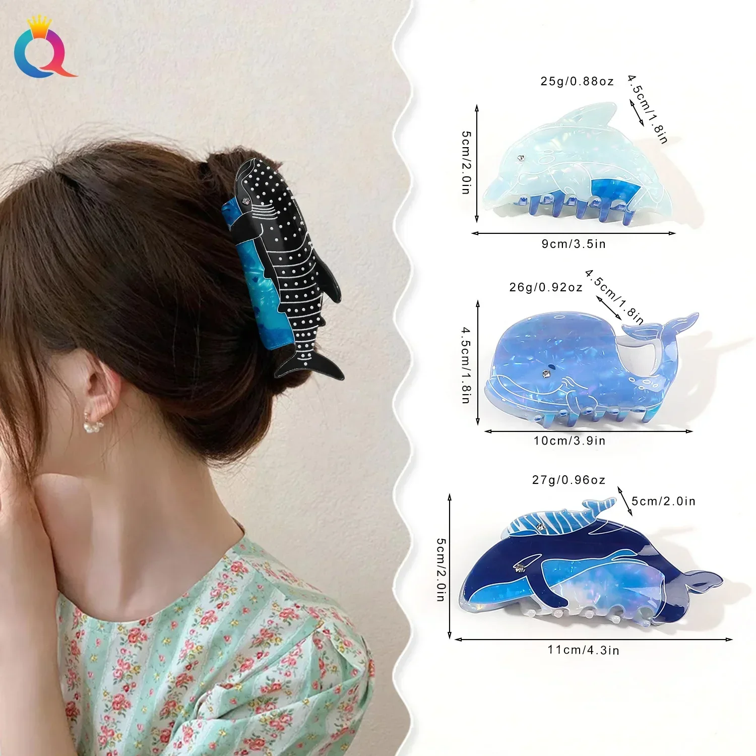 Cute Creative Whale-shaped Hair Clip, Personalized and Fashionable Women\'s Back Head Grabber Animal Hair Accessories Girl Gift