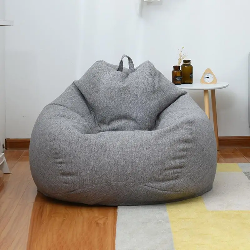 Dmuchana Sofa pokrowiec na krzesła bez wypełniacza lniana tkanina leżak Seat Bean Bag puf puf kanapa Tatami salon akcesoria domowe