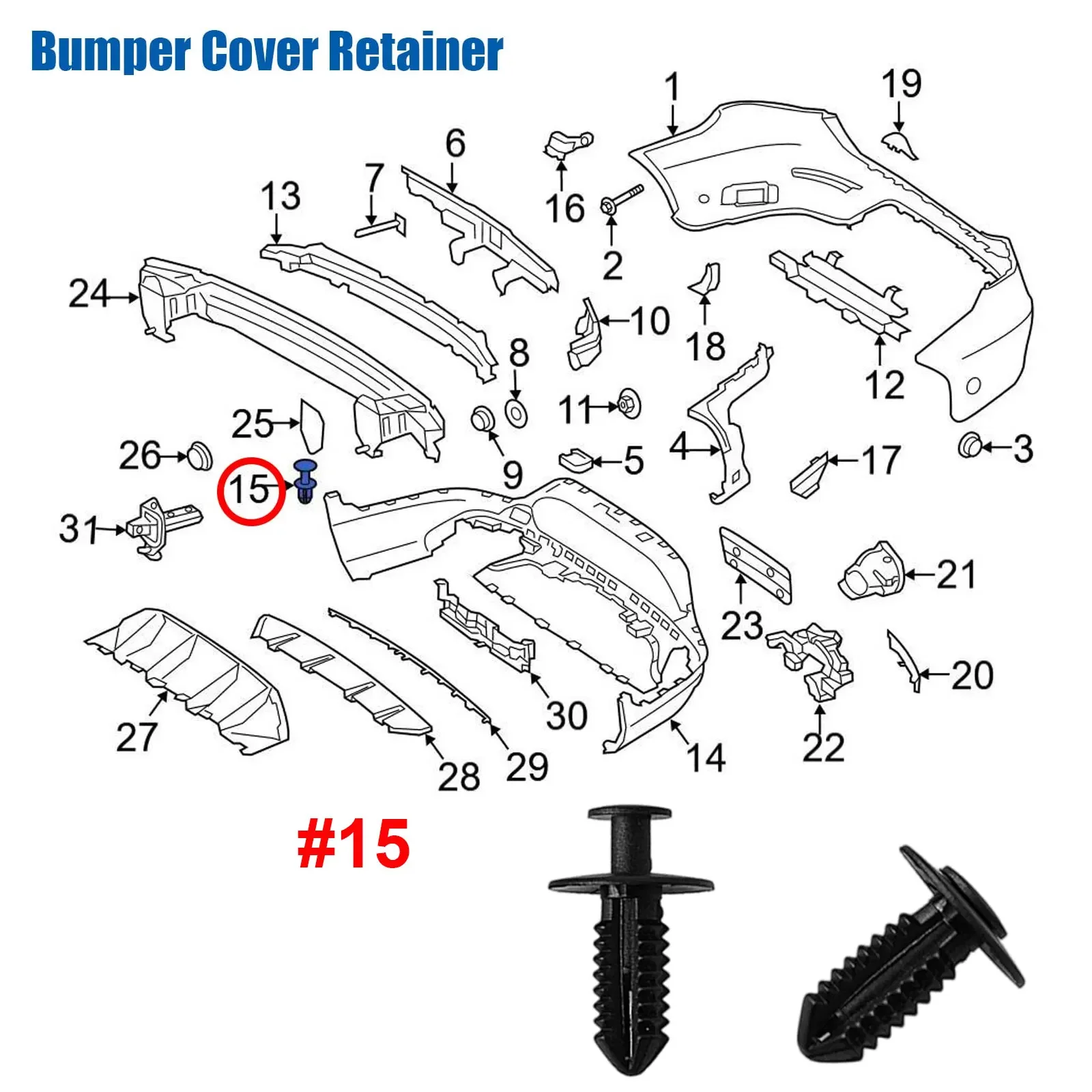 A1249900492 Bumper Cover Fender Liner Push-Type Retainer Clip for Mercedes-Benz Mudguard Trim Clips Fixed Clamp Grille Rivet