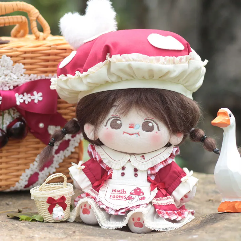 20cm Plush Toy Doll Clothes Fairy Tale Rabbit Princess Clothing Mushroom Hat Dress Apron Basket Pants Male Female Birthday Gifts