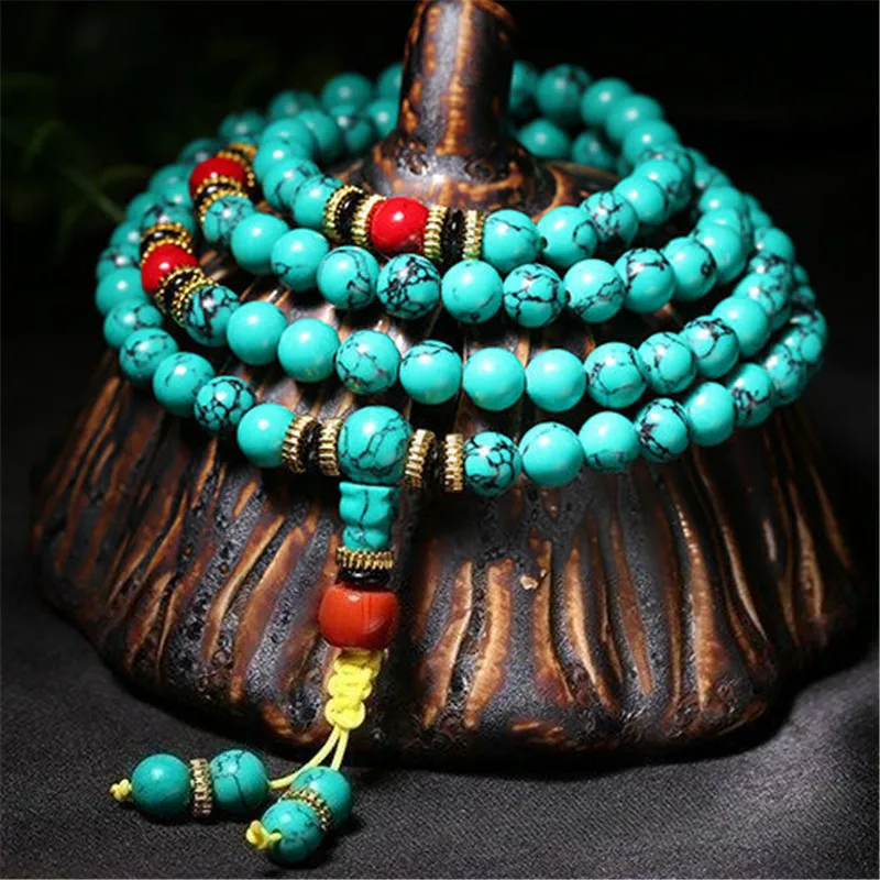 Natural Stone Rosary Bracelets Necklaces with Beads Tassel Pendant Mala 108 Prayer Beaded Fashion Jewelry for Women Men Yoga