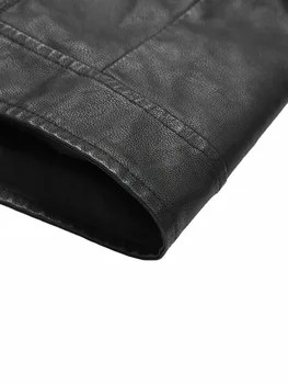 Men's Stand-Up Collar Leather Jacket, Simple and Versatile, Leather Material Gives a High-End Feel, Suitable for Office Commuting, Casual Gatherings with Friends, Autumn and Winter Styling, Street Wear, Leisure and Relaxation, Lightweight Outdoor Wear 5