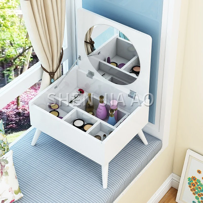 Mini Small Solid Wood Dressing Table Flip Multifunction Dressing Table Bedroom Bay Window Tatami Dressing Table 1PC