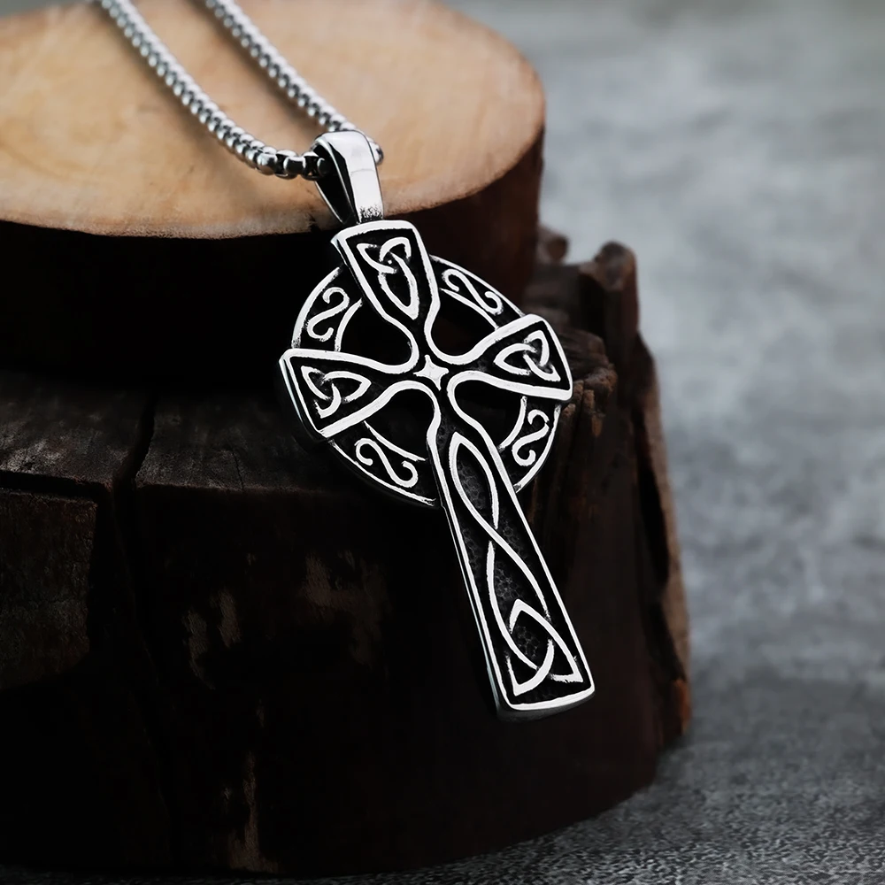 European and American Style Viking Anka Cross Celtic Knot Fashion Men's Pendant Necklace Festival Gift Jewelry