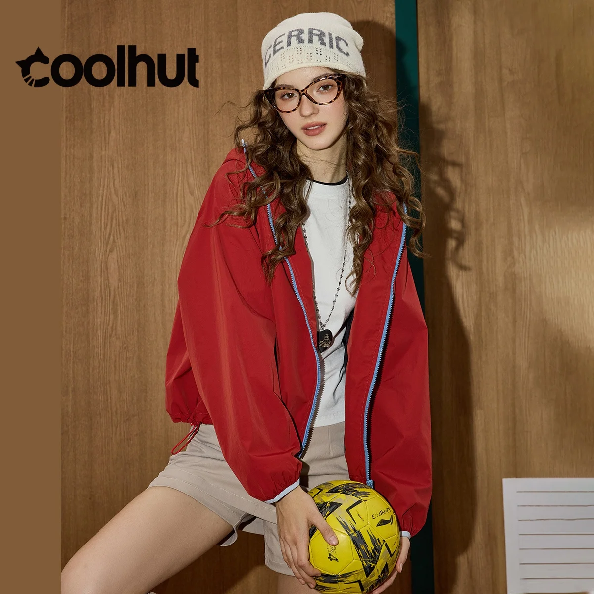 Cooler 2025 nova chegada feminina bloco de cor jaqueta com capuz casual solto ajuste recortado puffer casaco desportivo emagrecimento outono outerwear