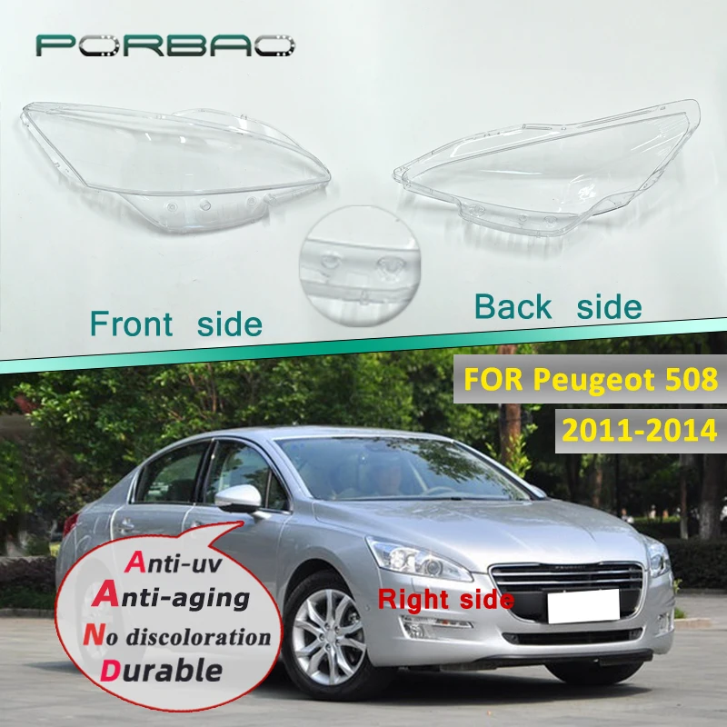 

PORBAO Car headlight lampshade cover for Peugeot 508 2011 2012 2013 2014 Auto Accessories replace LED lamp car front headlamp