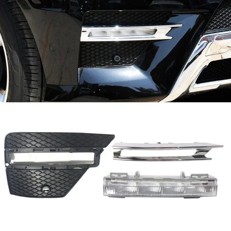 Fog Lamp Cover Frame Decorative Grille for 12-15 Mercedes-Benz ML-Class W166 ML320 ML350 ML400