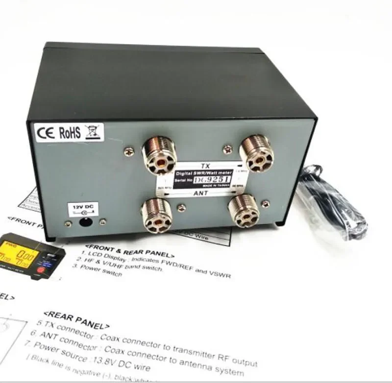 Compteur SWR/ Wattmètre Numérique DG-503 - Écran LCD 3.5" - Pour Radio Bidirectionnelle 1.6-60 MHz / 125-525 MHz - Puissance Max 200W - 5