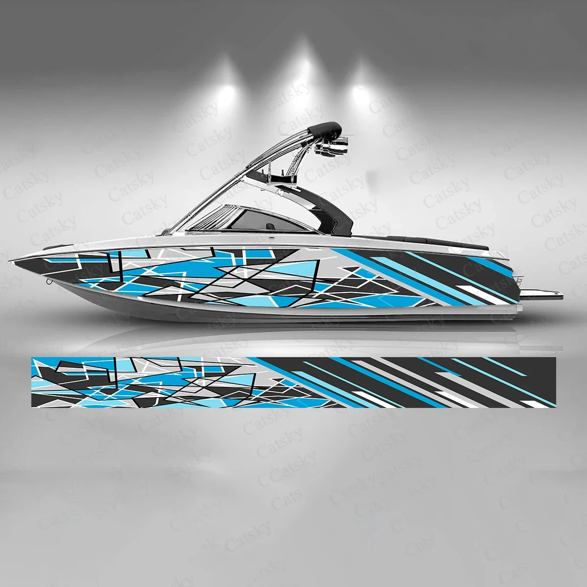 Colorful Geometry Lightning Lines Beautiful Boat Sticker Vinyl Ship Pontoon Deck Boat Fishing Decorative Pontoon Boats Decal