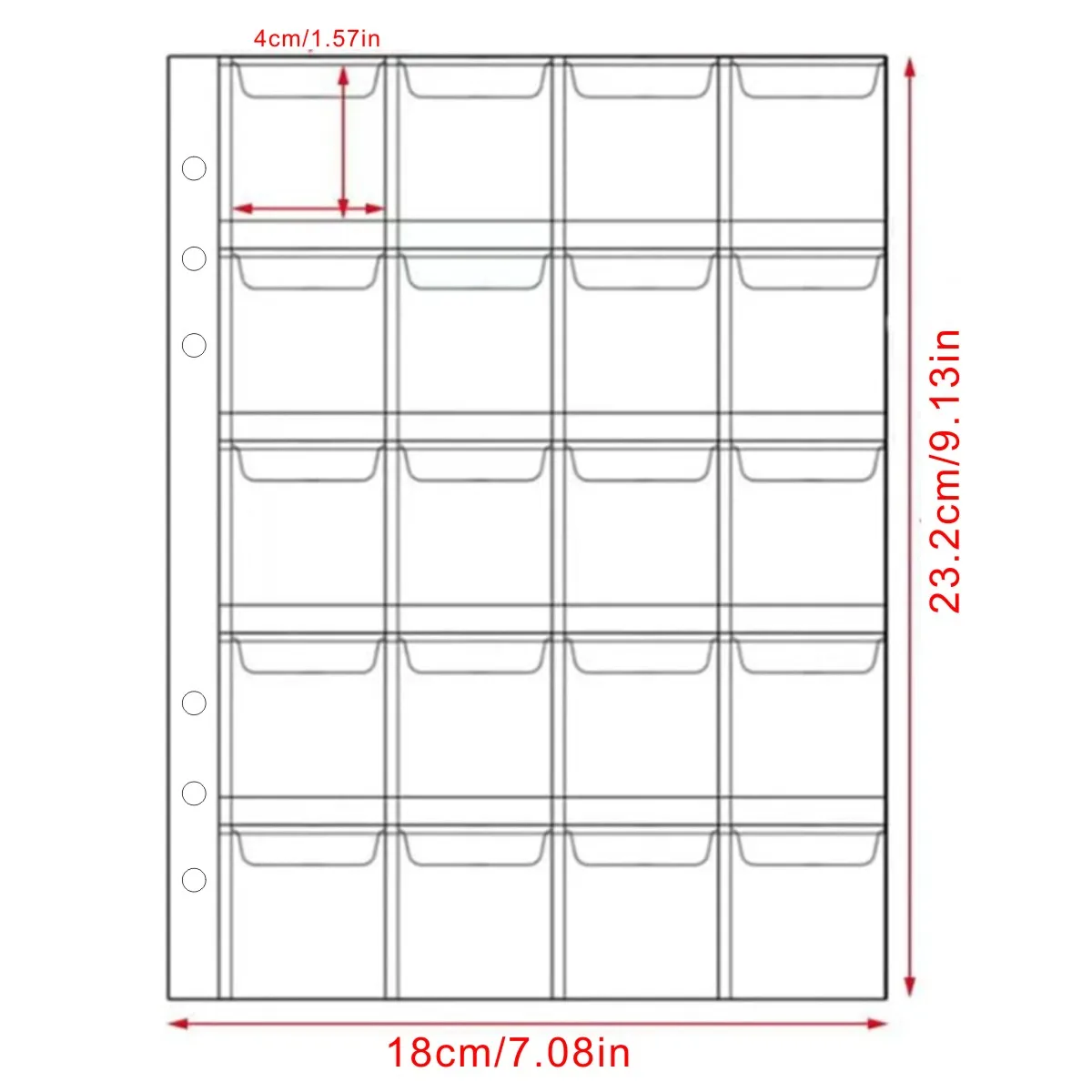10 pieces of PVC film with 200 compartments, suitable for storing commemorative coins, coins, and small accessories