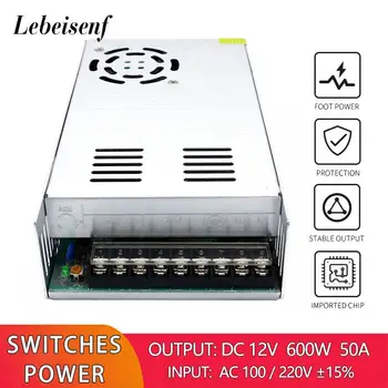 110/220V AC DC 12V 50A 600W dönüştürücü güç anahtarı kaynağı LED aydınlatma trafo sürücü adaptörü AC/DC kapalı SMPS
