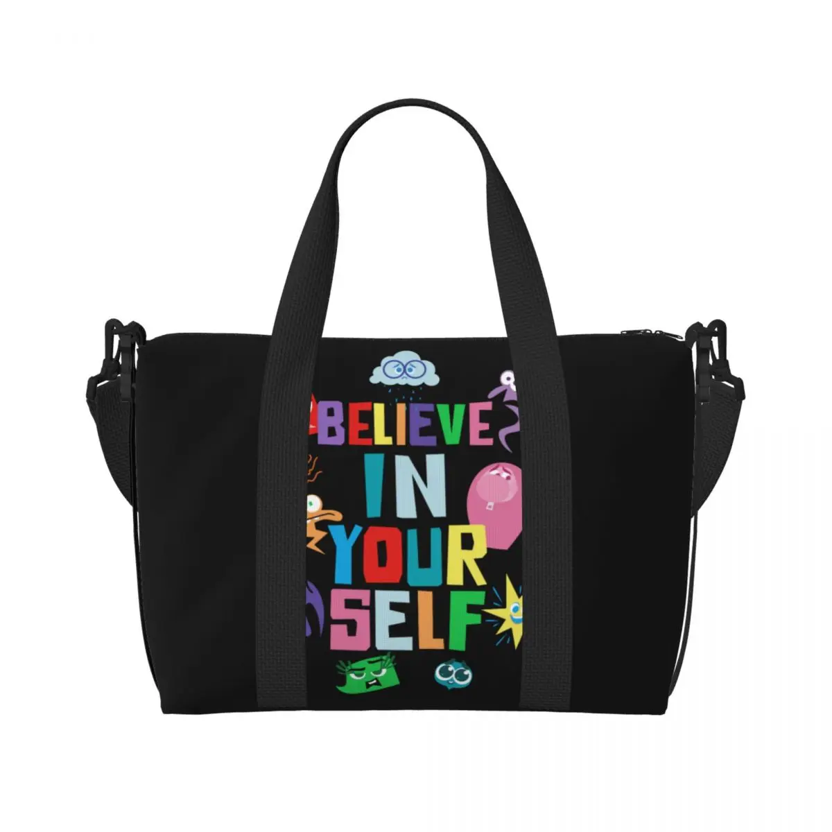 

Custom Large Inside Out Believe In Yourself Tote Bag Women Shopping Shoulder Beach Gym Travel Bag