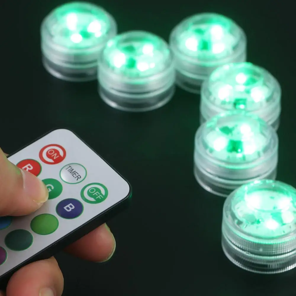 RGB Waterproof Wedding Aquarium Vase Decor Tea Light Night Lamp Party Decoration Pool Light Submersible LED Lights