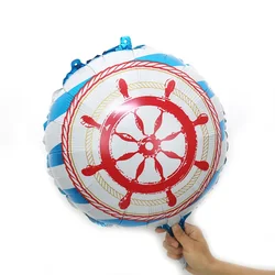5 Pieces 18'' Sailor Mylar Balloon Anchor Rudder Foil Helium Balloons for Nautical Birthday Party Decorations Photo Backdrops