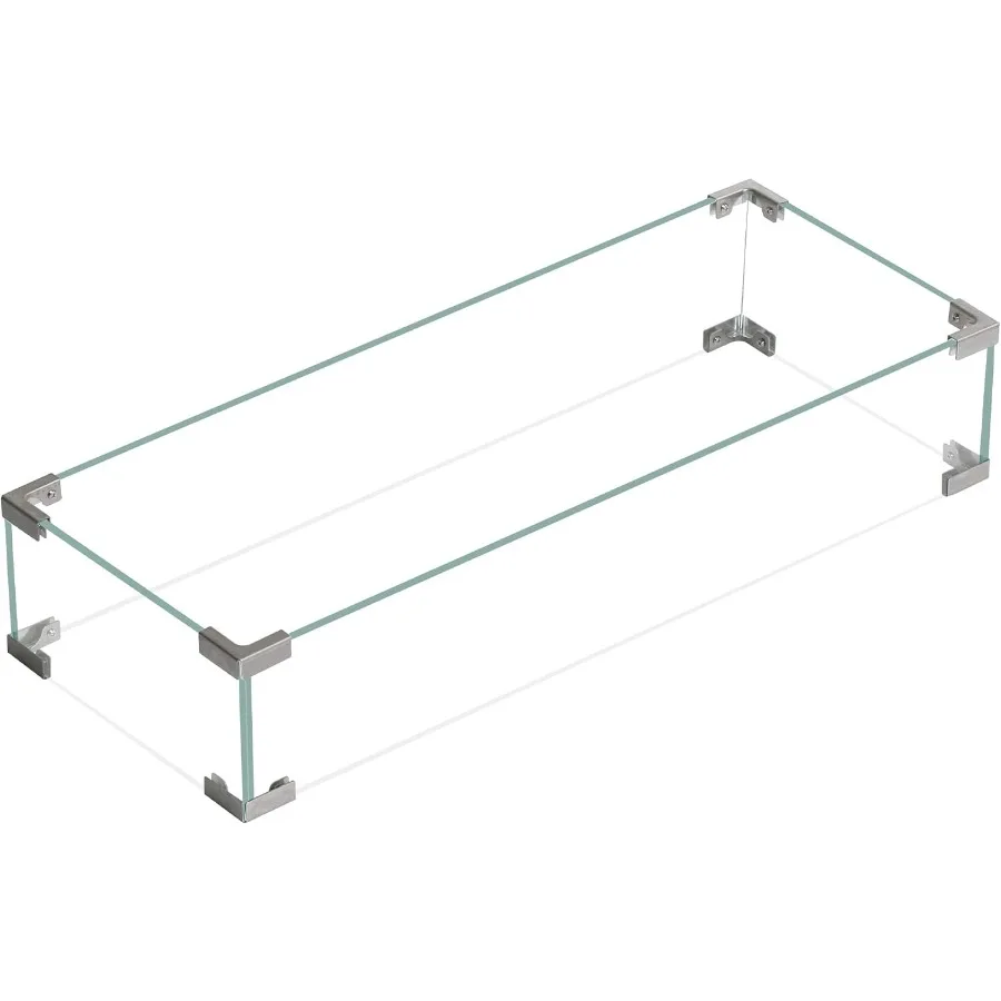 

Gas Fire Pit Table Wind Guard with Clear Tempered Glass Flame Shield for Rectangular Outdoor Fire Pit 30.7 x 11.8 x 5.9 Inches