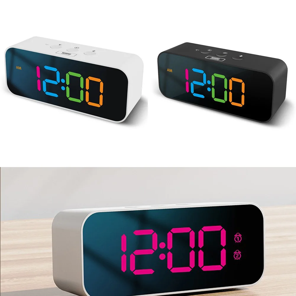 1 Piece Dual Alarm Clock With RGB Lights Large Digital Display Snooze Function For Bedroom Bedside Home Decor Accessories